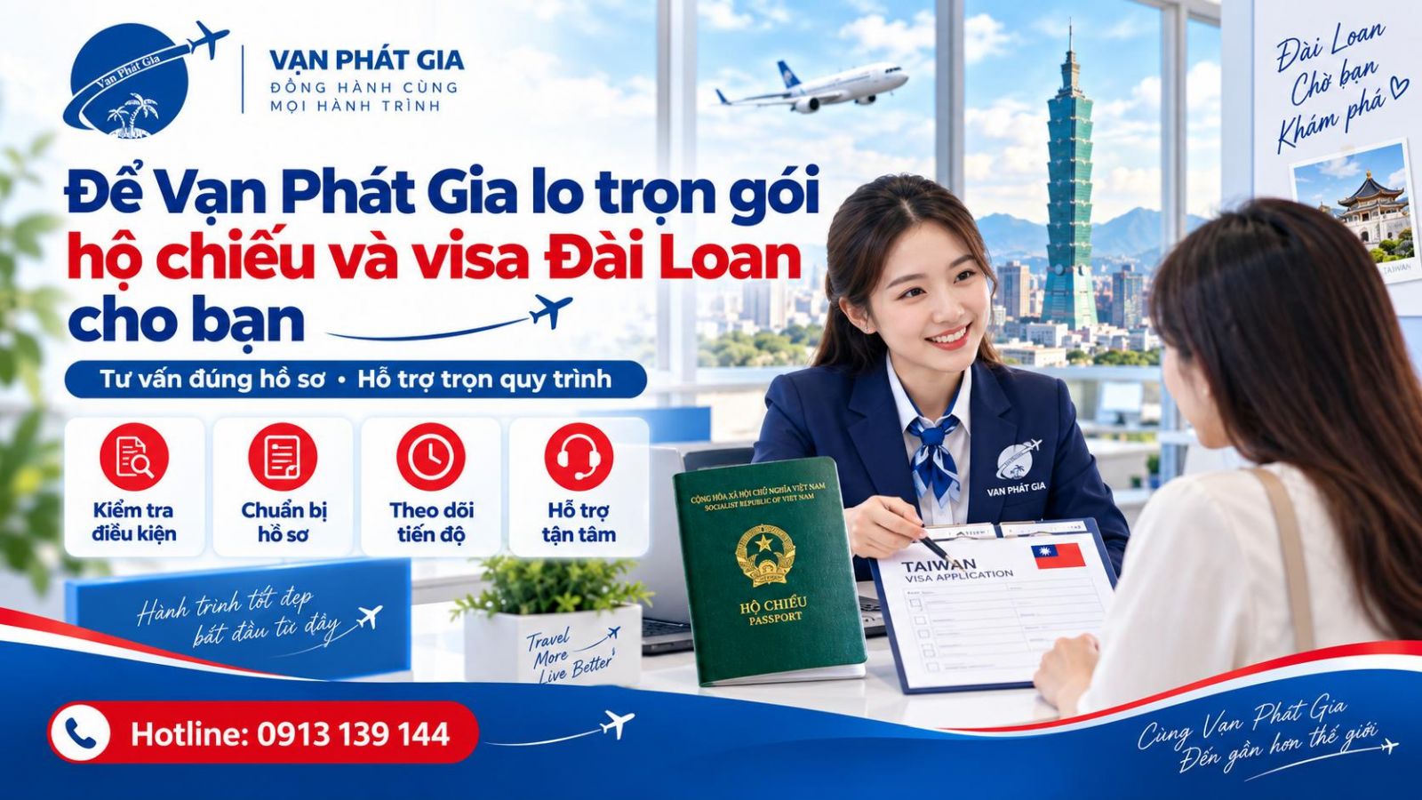 Vạn Phát Gia lo trọn gói hộ chiếu và visa Đài Loan