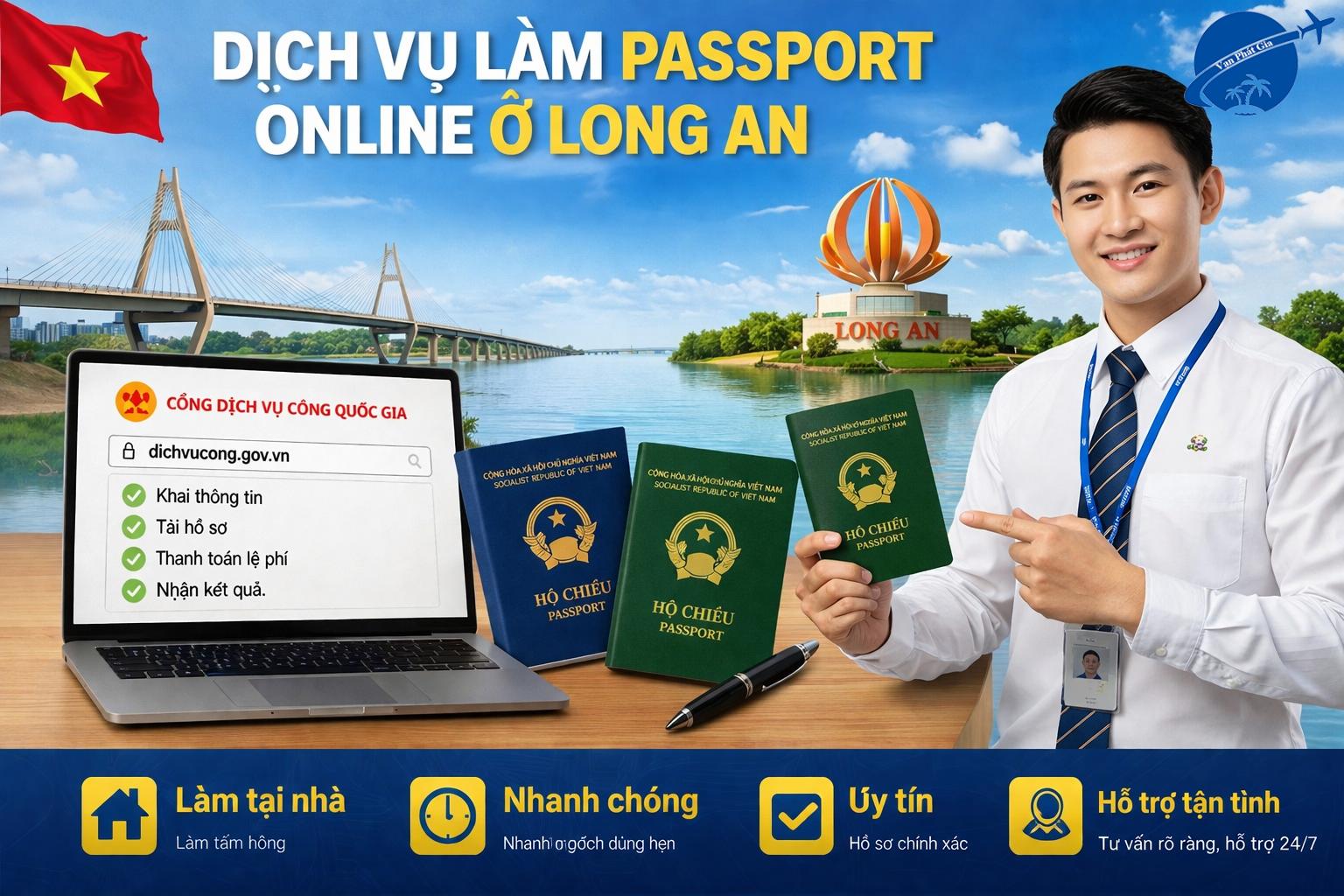 Dịch vụ làm passport online ở Long An