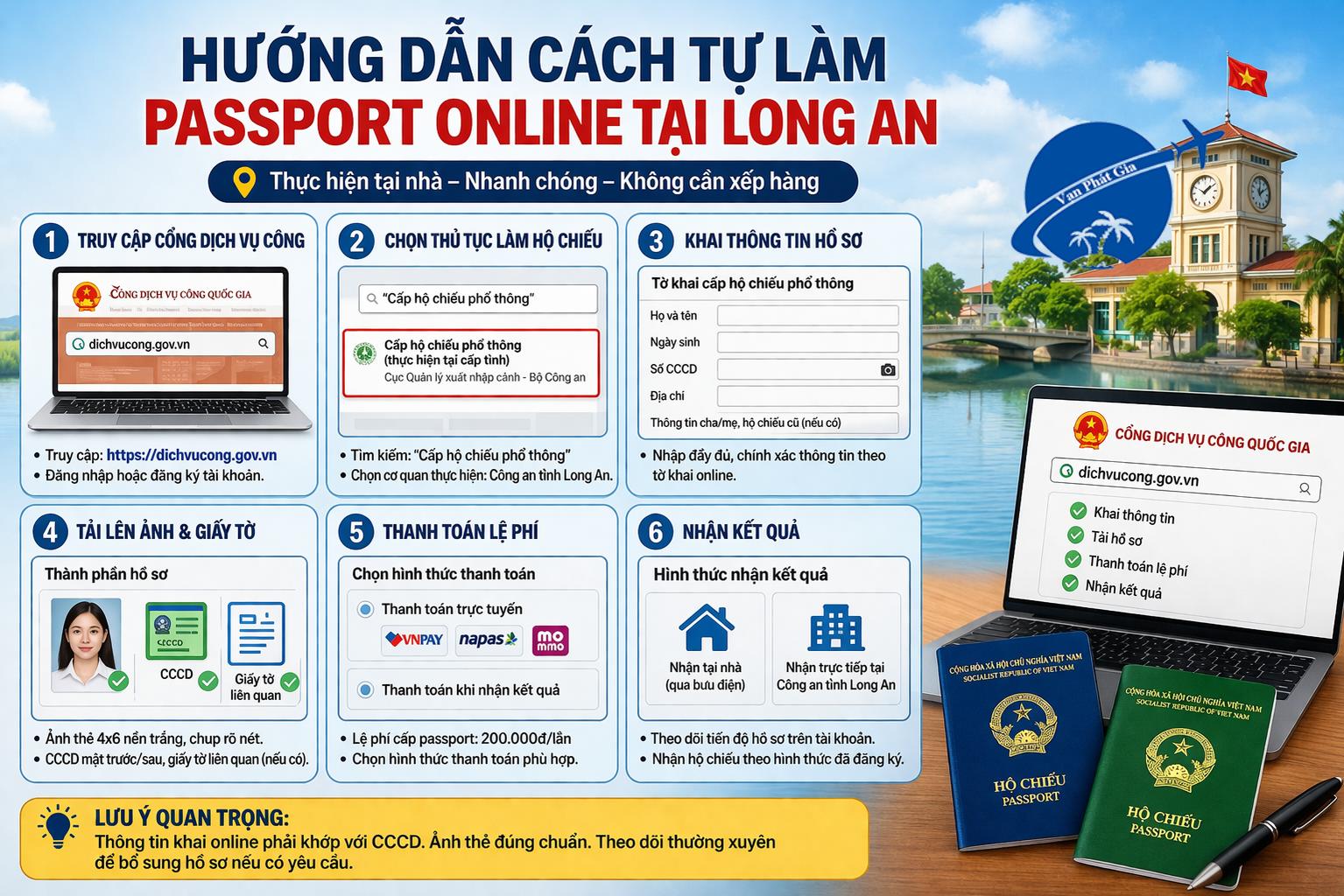 Hướng dẫn cách tự làm passport online tại Long An