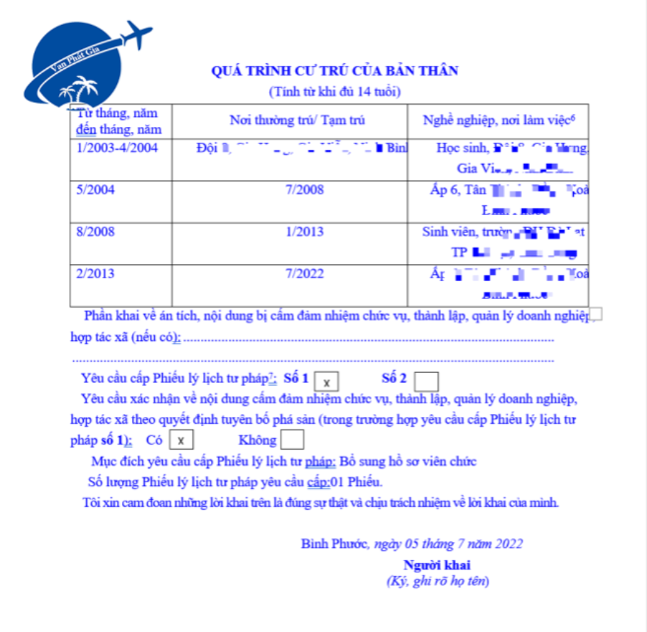 Quy trình làm lý lịch tư pháp số 1